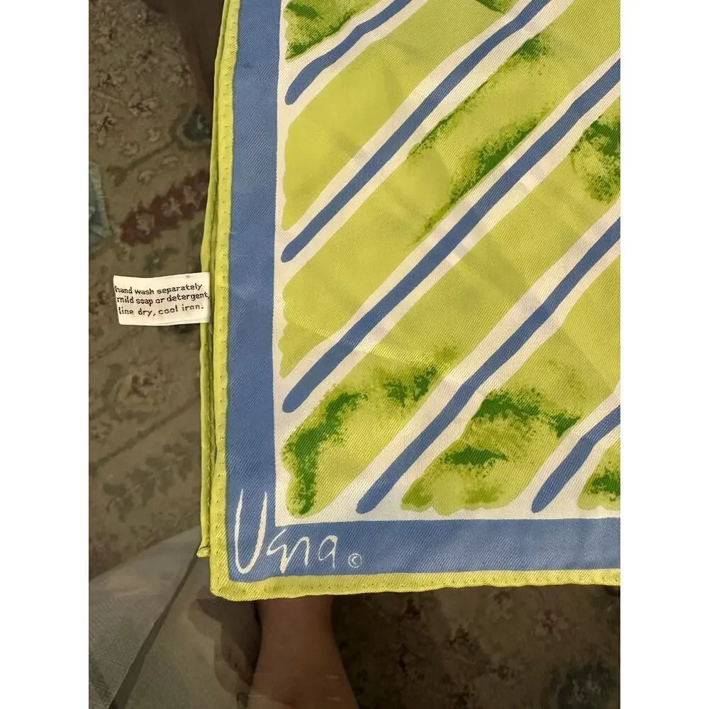 Vintage Vera Neumann Green Blue Oblong Double Sided Rectangle Scarf